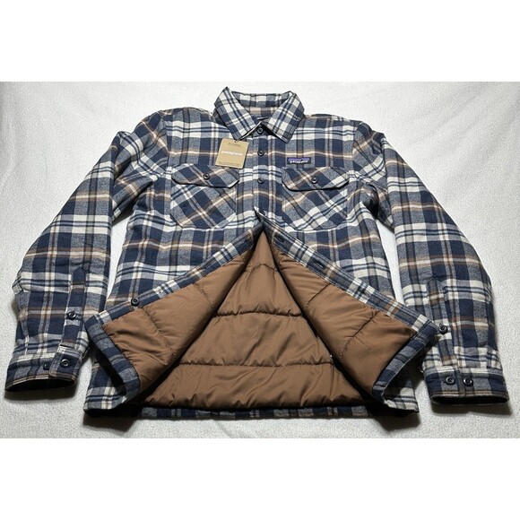 Patagonia Men’s Insulated Mid weight Fjord Flannel Jacket Shacket Size S Navy